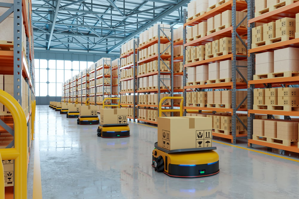 AGV (Automated guided vehicle) in warehouse logistic and tra